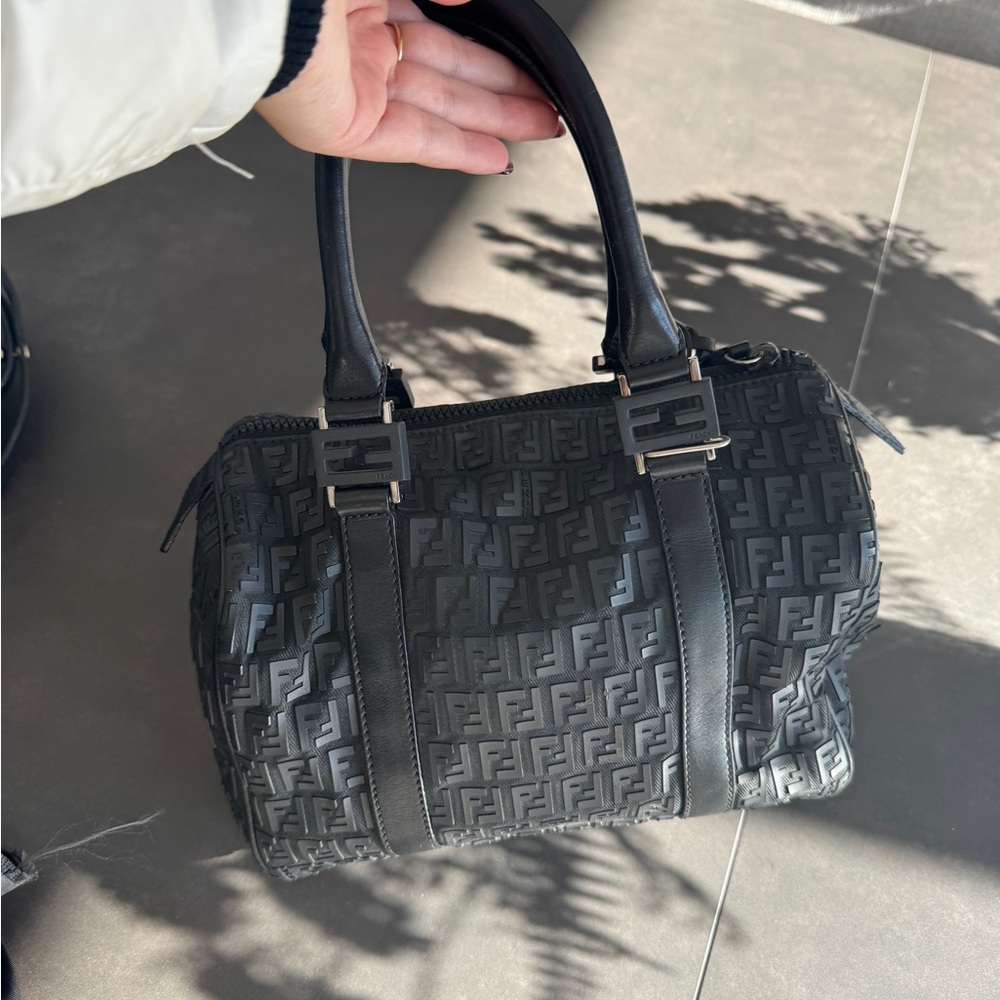 Fendi Black Embossed Duffel Bag